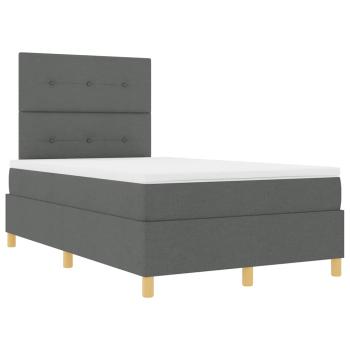 Boxspringbett mit Kopfteil Dunkelgrau 120 x 200 cm Stoff