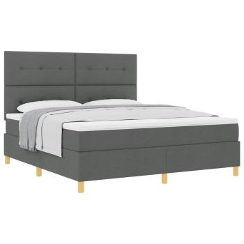 Boxspringbett mit Kopfteil Dunkelgrau 180 x 200 cm Stoff