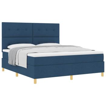 Boxspringbett mit Kopfteil Blau 180 x 200 cm Stoff