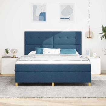 Boxspringbett mit Kopfteil Blau 180 x 200 cm Stoff