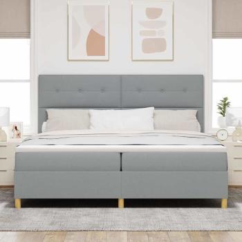 Boxspringbett mit Kopfteil Hellgrau 200 x 200 cm Stoff