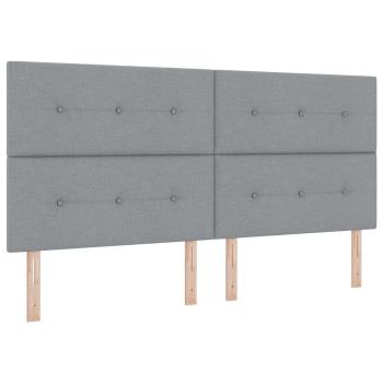 Boxspringbett mit Kopfteil Hellgrau 200 x 200 cm Stoff