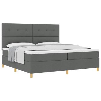 Boxspringbett mit Kopfteil Dunkelgrau 200 x 200 cm Stoff