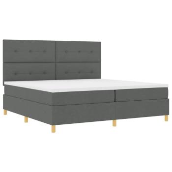 Boxspringbett mit Kopfteil Dunkelgrau 200 x 200 cm Stoff