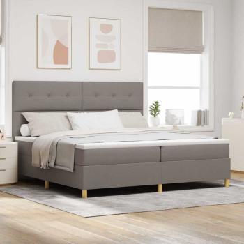 ARDEBO.de - Boxspringbett mit Kopfteil Taupe 200 x 200 cm Stoff