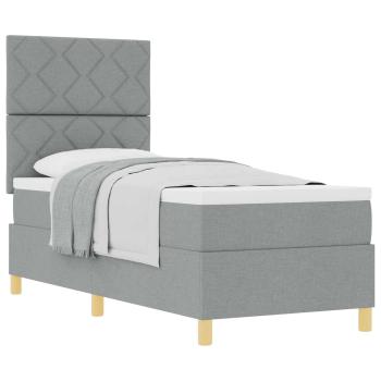 Boxspringbett mit Kopfteil Hellgrau 80 x 200 cm Stoff