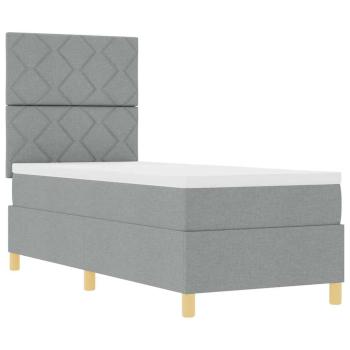 Boxspringbett mit Kopfteil Hellgrau 80 x 200 cm Stoff