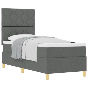 Boxspringbett mit Kopfteil Dunkelgrau 80 x 200 cm Stoff