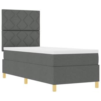 Boxspringbett mit Kopfteil Dunkelgrau 80 x 200 cm Stoff
