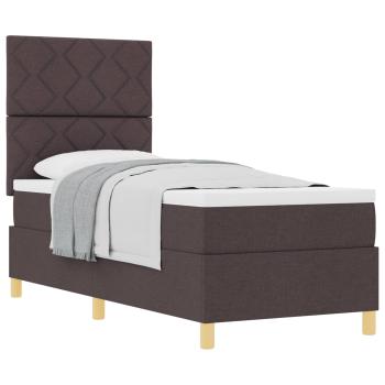 Boxspringbett mit Kopfteil Dunkelbraun 80 x 200 cm Stoff