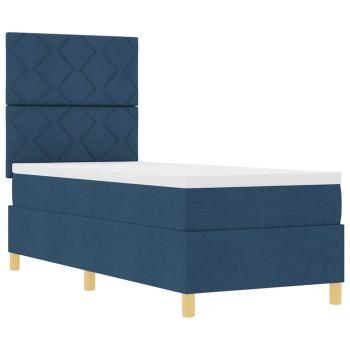 Boxspringbett mit Kopfteil Blau 80 x 200 cm Stoff