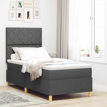 ARDEBO.de - Boxspringbett mit Kopfteil Dunkelgrau 90 x 190 cm Stoff