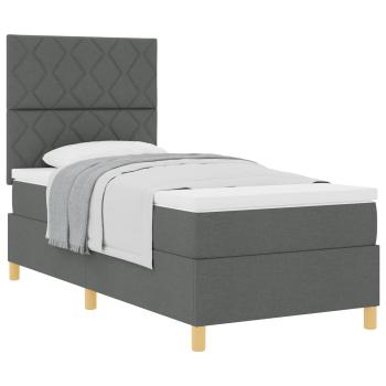 Boxspringbett mit Kopfteil Dunkelgrau 90 x 190 cm Stoff