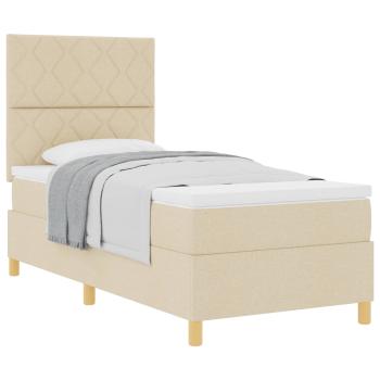 Boxspringbett mit Kopfteil Creme 90 x 190 cm Stoff