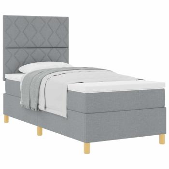 Boxspringbett mit Kopfteil Hellgrau 90 x 200 cm Stoff