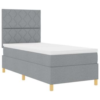 Boxspringbett mit Kopfteil Hellgrau 90 x 200 cm Stoff