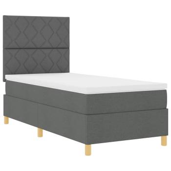 Boxspringbett mit Kopfteil Dunkelgrau 90 x 200 cm Stoff