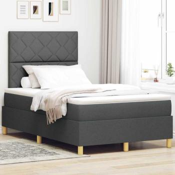 ARDEBO.de - Boxspringbett mit Kopfteil Dunkelgrau 120 x 200 cm Stoff