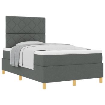Boxspringbett mit Kopfteil Dunkelgrau 120 x 200 cm Stoff