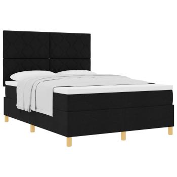 Boxspringbett mit Kopfteil Schwarz 140 x 190 cm Stoff