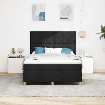 Boxspringbett mit Kopfteil Schwarz 140 x 190 cm Stoff