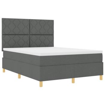 Boxspringbett mit Kopfteil Dunkelgrau 160 x 200 cm Stoff