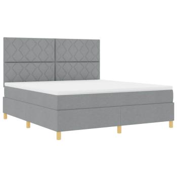 Boxspringbett mit Kopfteil Hellgrau 180 x 200 cm Stoff
