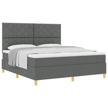 Boxspringbett mit Kopfteil Dunkelgrau 180 x 200 cm Stoff