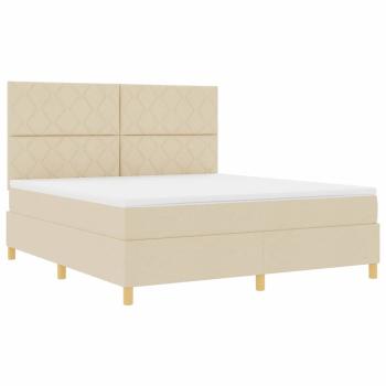 Boxspringbett mit Kopfteil Creme 180 x 200 cm Stoff