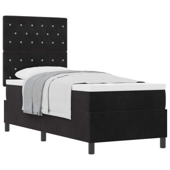 Boxspringbett mit Matratze Schwarz 80 x 200 cm Samt