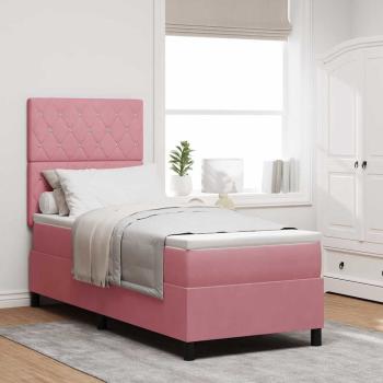ARDEBO.de - Boxspringbett mit Matratze mit Kopfteil Rosa 80 x 200 cm Samt