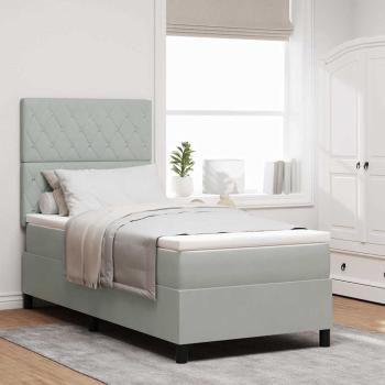 ARDEBO.de - Boxspringbett mit Matratze Hellgrau 90 x 190 cm Samt
