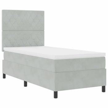 Boxspringbett mit Matratze Hellgrau 90 x 190 cm Samt