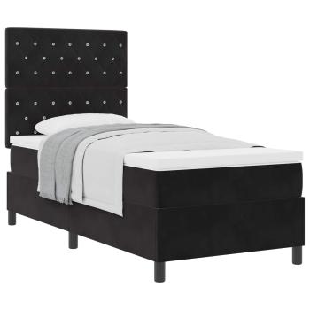 Boxspringbett mit Matratze Schwarz 100 x 200 cm Samt