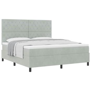 Boxspringbett mit Matratze Hellgrau 180 x 200 cm Samt