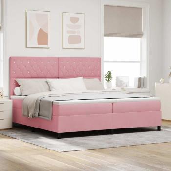 ARDEBO.de - Boxspringbett mit Kopfteil Rosa 200 x 200 cm Samt