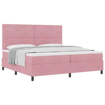Boxspringbett mit Kopfteil Rosa 200 x 200 cm Samt