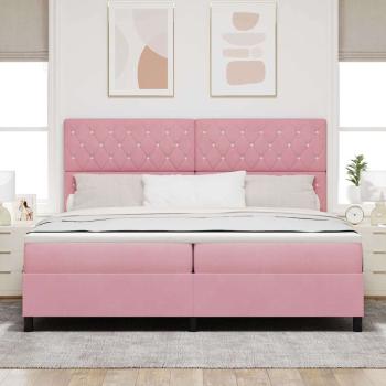 Boxspringbett mit Kopfteil Rosa 200 x 200 cm Samt