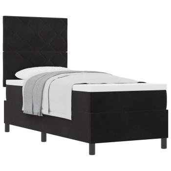 Boxspringbett mit Kopfteil Schwarz 80 x 200 cm Samt