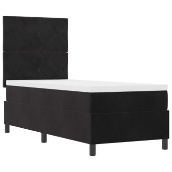 Boxspringbett mit Kopfteil Schwarz 80 x 200 cm Samt