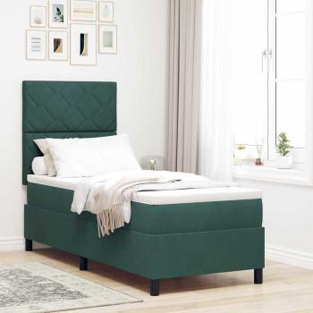 ARDEBO.de - Boxspringbett mit Kopfteil Dunkelgrün 80 x 200 cm Samt