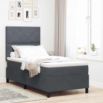 ARDEBO.de - Boxspringbett mit Kopfteil Dunkelgrau 90 x 200 cm Samt