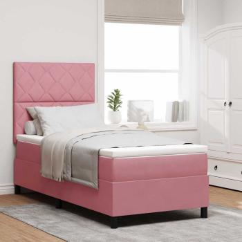 ARDEBO.de - Boxspringbett mit Kopfteil Rosa 100 x 200 cm Samt
