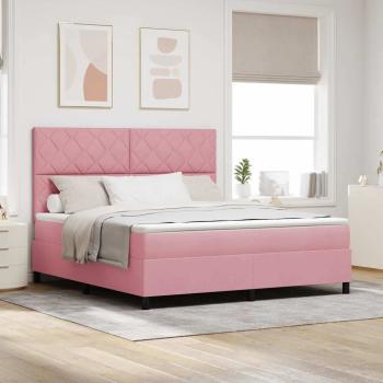 ARDEBO.de - Boxspringbett mit Kopfteil Rosa 180 x 200 cm Samt