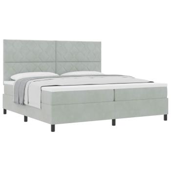 Boxspringbett mit Kopfteil Hellgrau 200 x 200 cm Samt