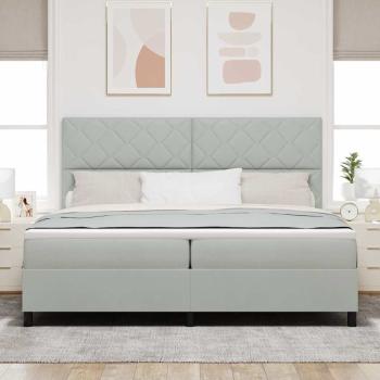 Boxspringbett mit Kopfteil Hellgrau 200 x 200 cm Samt