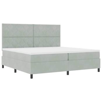 Boxspringbett mit Kopfteil Hellgrau 200 x 200 cm Samt