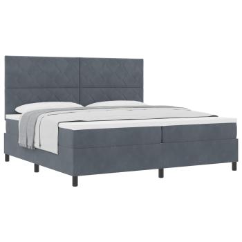 Boxspringbett mit Kopfteil Dunkelgrau 200 x 200 cm Samt