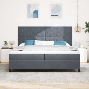 Boxspringbett mit Kopfteil Dunkelgrau 200 x 200 cm Samt