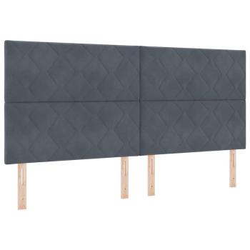 Boxspringbett mit Kopfteil Dunkelgrau 200 x 200 cm Samt